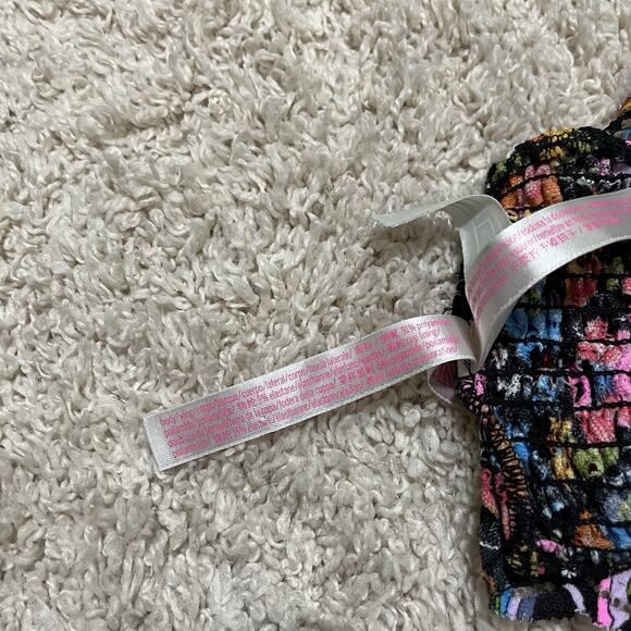 Victoria's Secret PINK Medium Black Vibrant Floral Lace Strappy Smocked Bralette - Picture 7 of 7